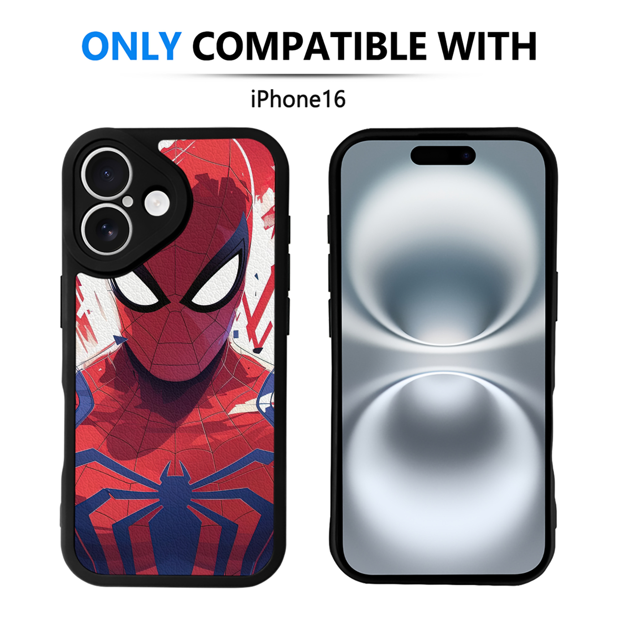 （画像用） Spider Man スパイダーマン 【iPhone 16シリーズ対応】シリコンスマホケース（レザー調） 材質：シリコン